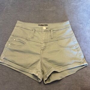 Refuge Olive Green High Waisted Cuffed Twill Shorts‎ Size 2